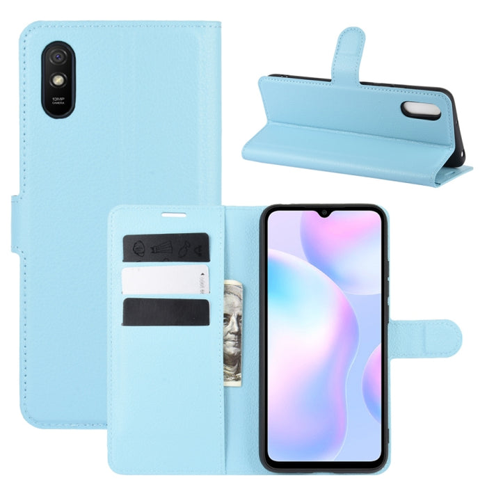 Para Xiaomi Redmi 9A Litchi Texture Funda protectora con tapa horizontal con soporte y ranuras para tarjetas y billetera, For Redmi 9A, For Xiaomi Redmi 9A