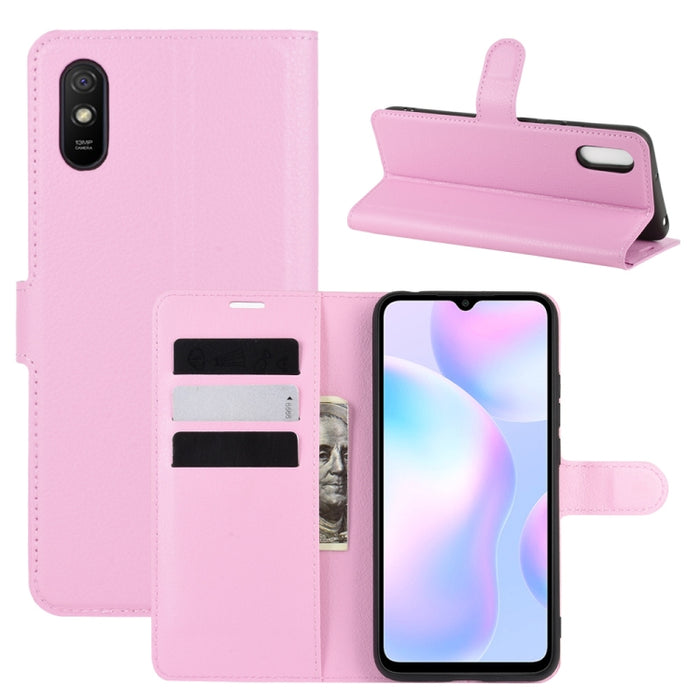 Para Xiaomi Redmi 9A Litchi Texture Funda protectora con tapa horizontal con soporte y ranuras para tarjetas y billetera, For Redmi 9A, For Xiaomi Redmi 9A