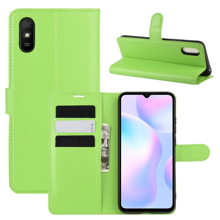 Para Xiaomi Redmi 9A Litchi Texture Funda protectora con tapa horizontal con soporte y ranuras para tarjetas y billetera, For Redmi 9A, For Xiaomi Redmi 9A