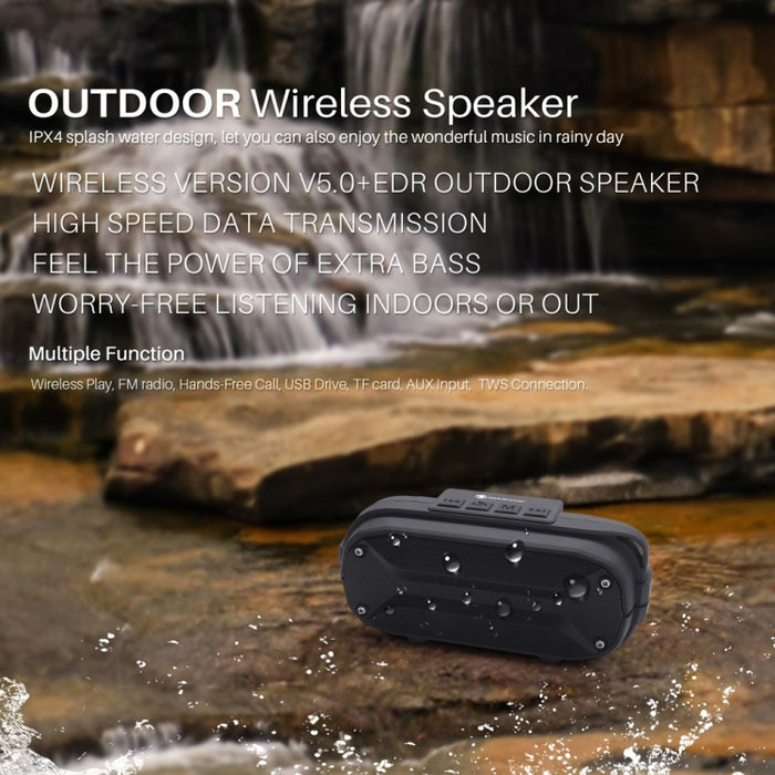 NewRixing NR3023 Altavoz Bluetooth inalámbrico estéreo portátil, micrófono incorporado, compatible con tarjeta TF / FM