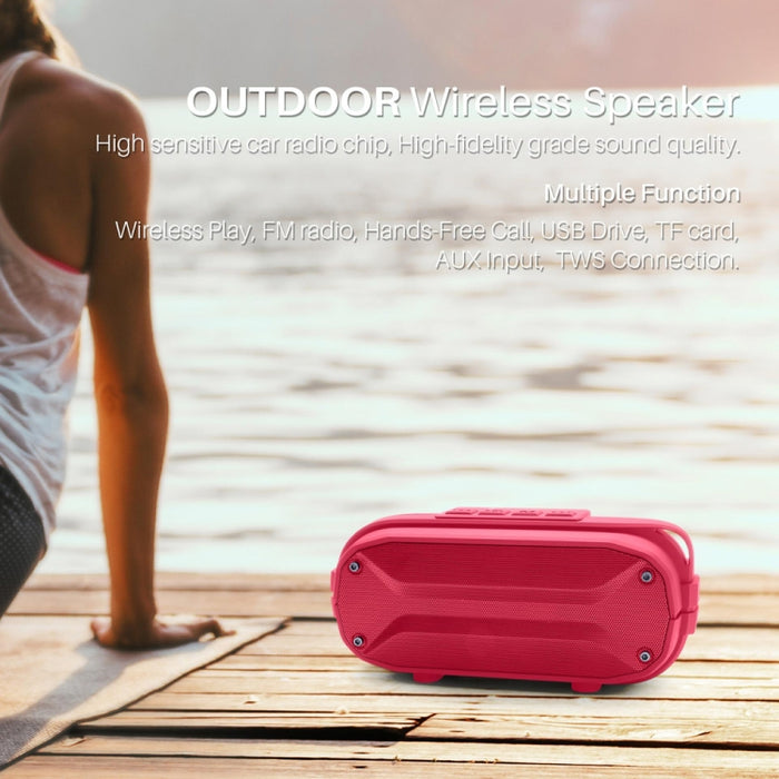 NewRixing NR3023 Altavoz Bluetooth inalámbrico estéreo portátil, micrófono incorporado, compatible con tarjeta TF / FM