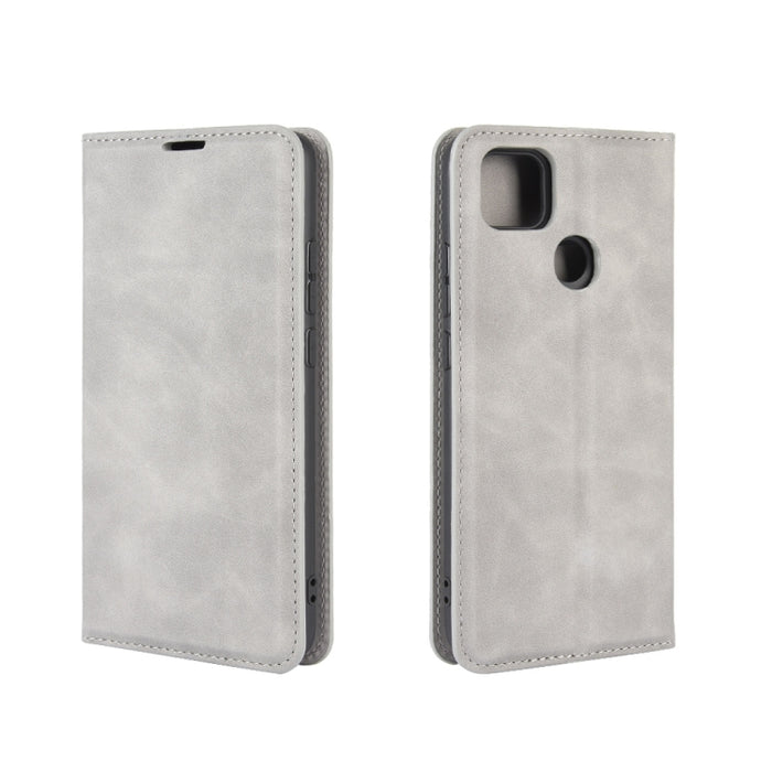 Para Xiaomi Redmi 9C Estuche de cuero con succión magnética de negocios de piel retro con soporte, ranuras para tarjetas y billetera, For Redmi 9C