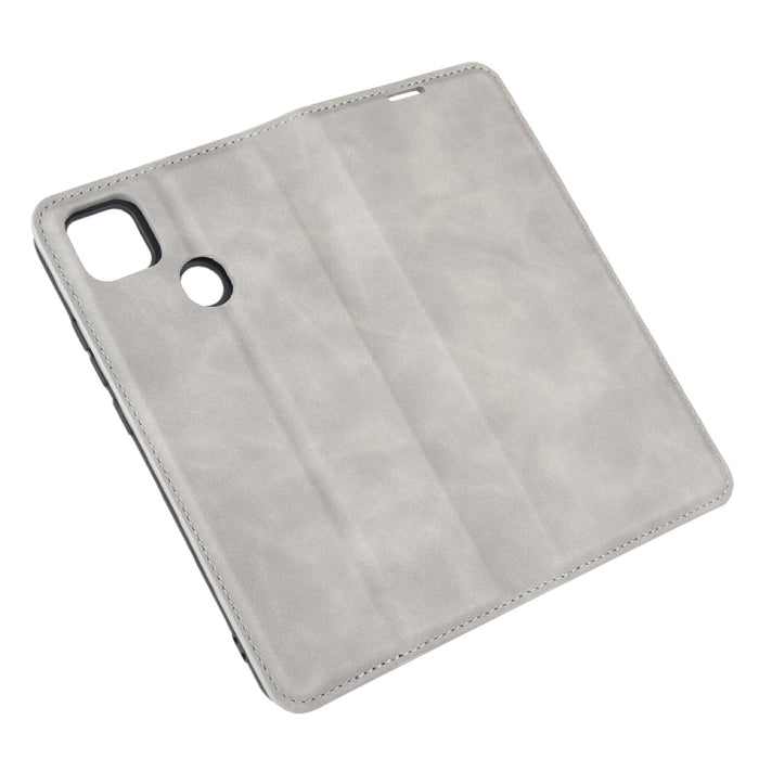 Para Xiaomi Redmi 9C Estuche de cuero con succión magnética de negocios de piel retro con soporte, ranuras para tarjetas y billetera, For Redmi 9C