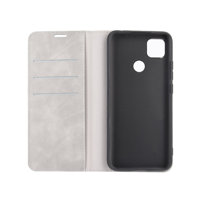 Para Xiaomi Redmi 9C Estuche de cuero con succión magnética de negocios de piel retro con soporte, ranuras para tarjetas y billetera, For Redmi 9C