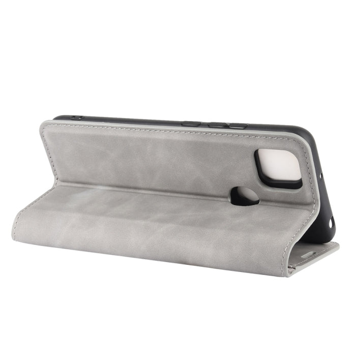 Para Xiaomi Redmi 9C Estuche de cuero con succión magnética de negocios de piel retro con soporte, ranuras para tarjetas y billetera, For Redmi 9C