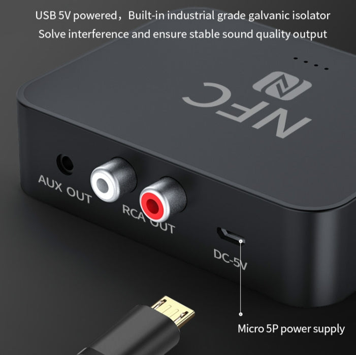R6 NFC Bluetooth 5.0 Receptor de música de escritorio Receptor Bluetooth, compatible con tarjeta TF