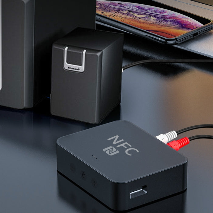 R6 NFC Bluetooth 5.0 Receptor de música de escritorio Receptor Bluetooth, compatible con tarjeta TF