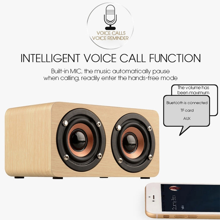 W5 Portable HiFi Shock Bass Altavoz Bluetooth de madera, W5
