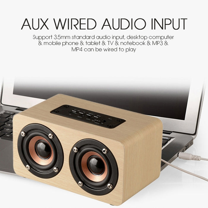 W5 Portable HiFi Shock Bass Altavoz Bluetooth de madera, W5