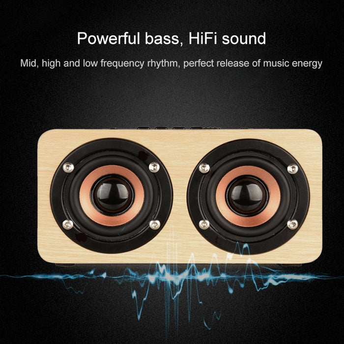 W5 Portable HiFi Shock Bass Altavoz Bluetooth de madera, W5
