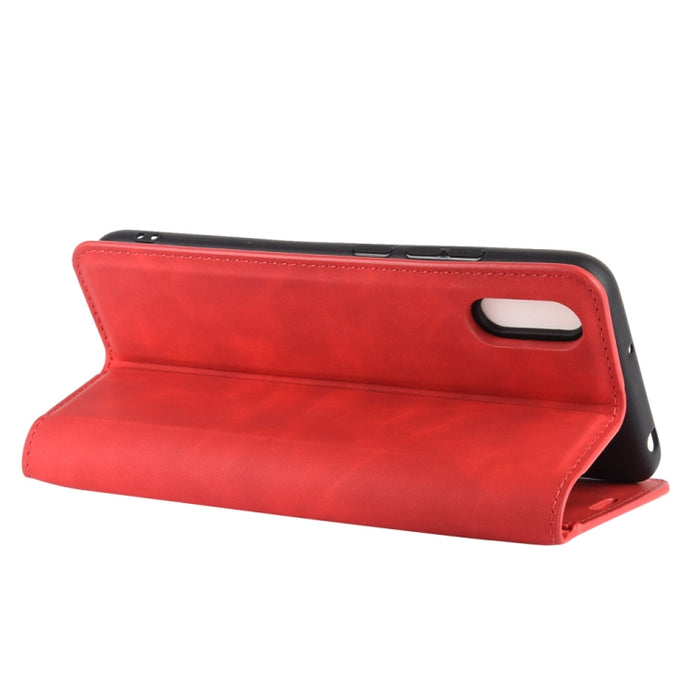 Para Xiaomi Redmi 9A Estuche de cuero con succión magnética de negocios de piel retro con soporte, ranuras para tarjetas y billetera, For Redmi 9A