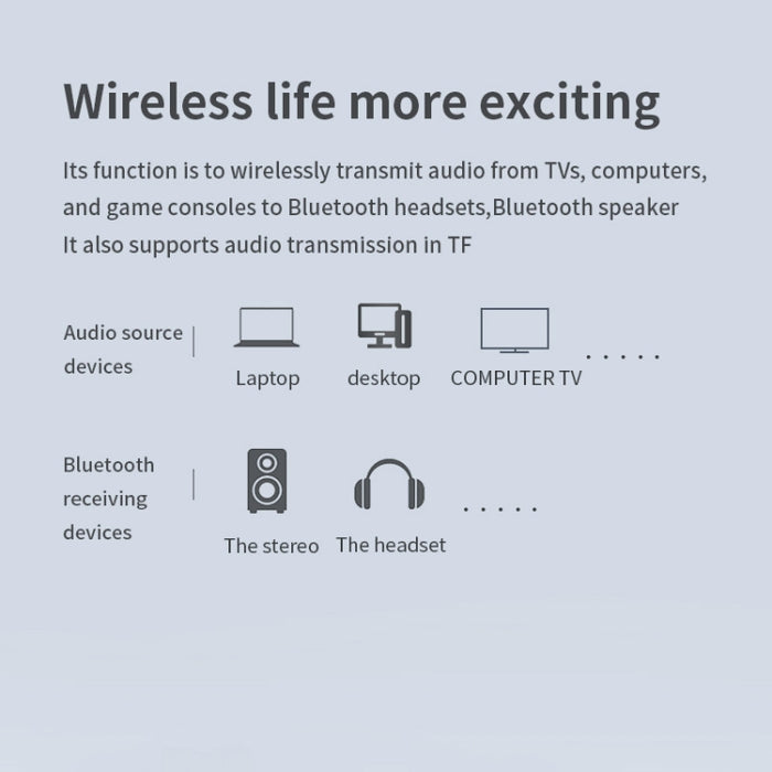 Transmisor de TV para ordenador T6 Bluetooth 5,0, fibra coaxial, AUX, tarjeta TF multifunción, transmisor de Audio Bluetooth HiFI