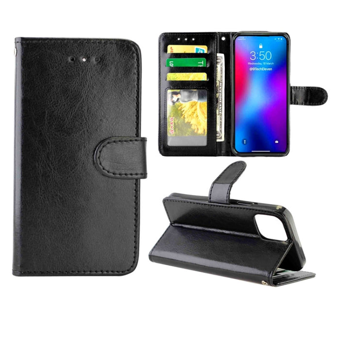 Estuche protector con tapa horizontal de cuero con textura de caballo loco con soporte y ranuras para tarjetas y billetera y marco de fotos, For iPhone 12 Pro Max, For iPhone 12 mini, For iPhone 12 / 12 Pro