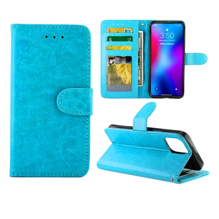 Estuche protector con tapa horizontal de cuero con textura de caballo loco con soporte y ranuras para tarjetas y billetera y marco de fotos, For iPhone 12 Pro Max, For iPhone 12 mini, For iPhone 12 / 12 Pro