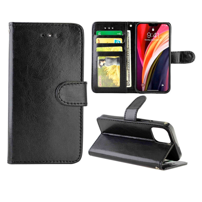 Estuche protector con tapa horizontal de cuero con textura de caballo loco con soporte y ranuras para tarjetas y billetera y marco de fotos, For iPhone 12 Pro Max, For iPhone 12 mini, For iPhone 12 / 12 Pro