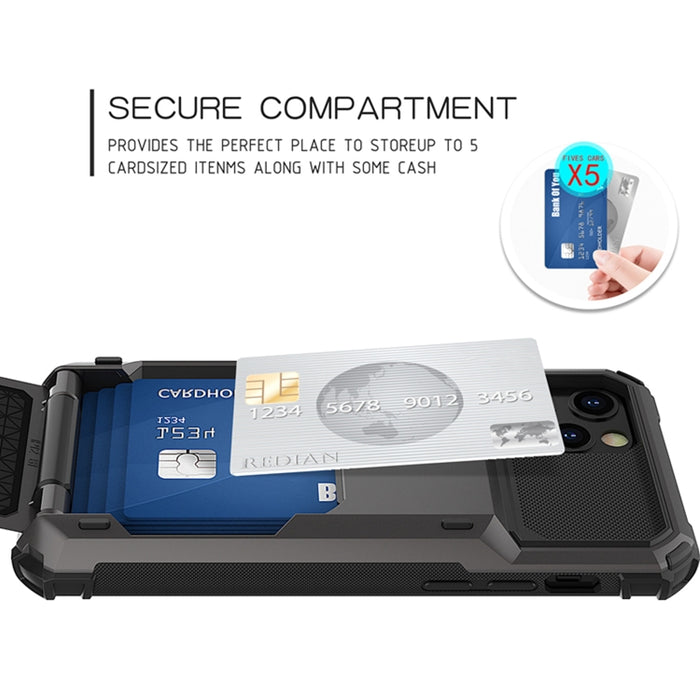 Para iPhone 12 Pro / 12 Max Estuche protector de armadura resistente resistente a los arañazos resistente a los golpes con tarjeta Solt, For iPhone 12 / 12 Pro