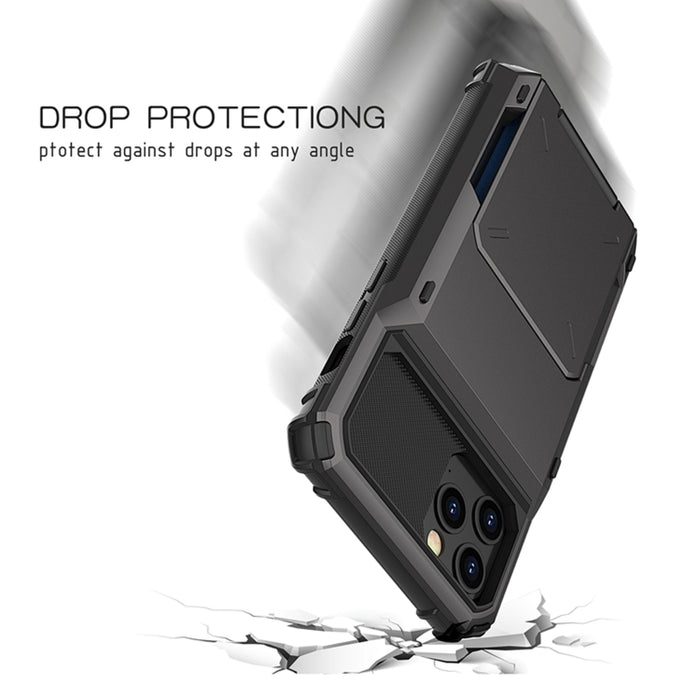 Para iPhone 12 Pro Max Estuche protector de armadura resistente resistente a los arañazos resistente a los golpes con tarjeta Solt, For iPhone 12 Pro Max