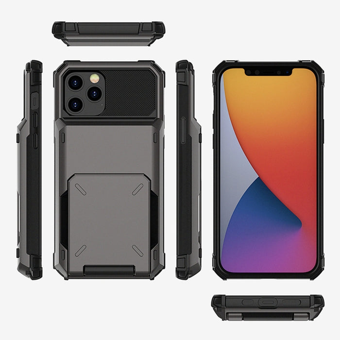 Para iPhone 12 Pro Max Estuche protector de armadura resistente resistente a los arañazos resistente a los golpes con tarjeta Solt, For iPhone 12 Pro Max