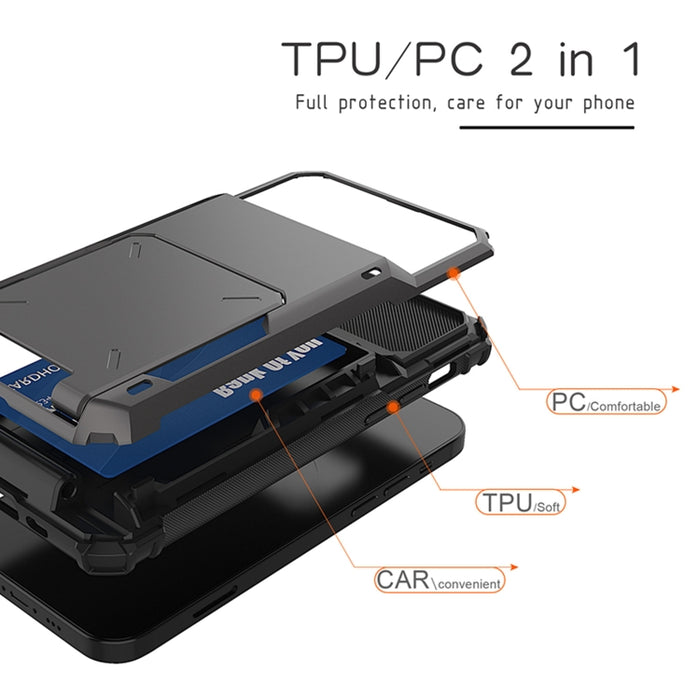 Para iPhone 12 Pro Max Estuche protector de armadura resistente resistente a los arañazos resistente a los golpes con tarjeta Solt, For iPhone 12 Pro Max