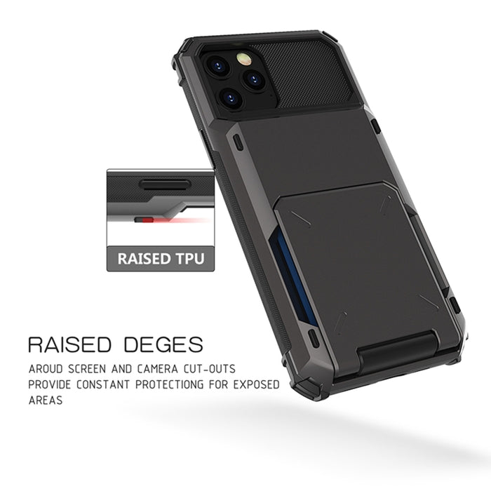 Para iPhone 12 Pro Max Estuche protector de armadura resistente resistente a los arañazos resistente a los golpes con tarjeta Solt, For iPhone 12 Pro Max