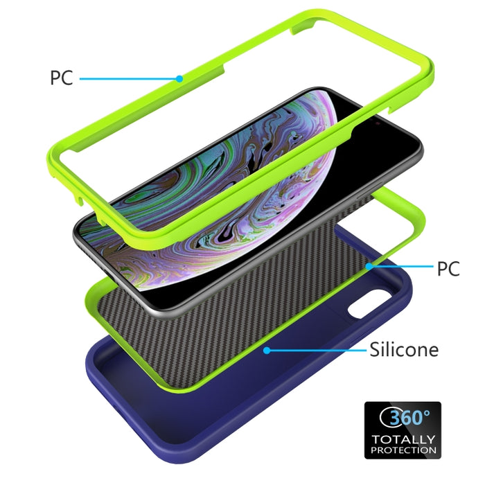 Para iPhone X y XS Patrón de onda 3 en 1 Funda protectora de silicona + PC a prueba de golpes