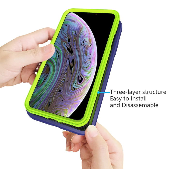 Para iPhone X y XS Patrón de onda 3 en 1 Funda protectora de silicona + PC a prueba de golpes