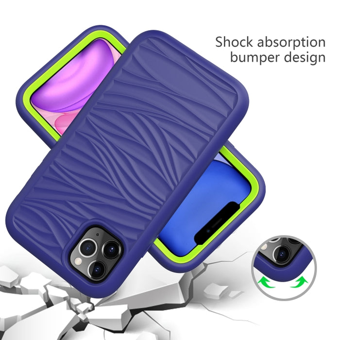 Para iPhone 11 Pro Wave Pattern 3 en 1 Funda protectora de silicona + PC a prueba de golpes, For iPhone 11 Pro