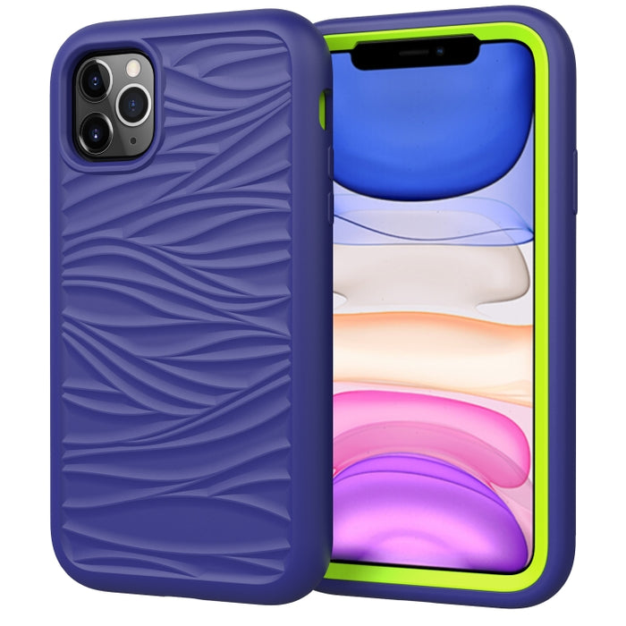 Para iPhone 11 Pro Wave Pattern 3 en 1 Funda protectora de silicona + PC a prueba de golpes, For iPhone 11 Pro