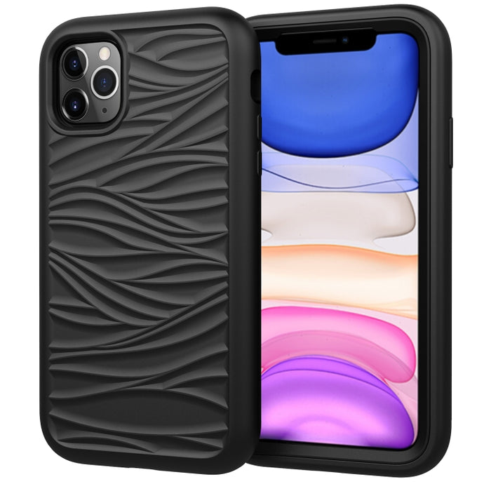 Para iPhone 11 Pro Wave Pattern 3 en 1 Funda protectora de silicona + PC a prueba de golpes, For iPhone 11 Pro
