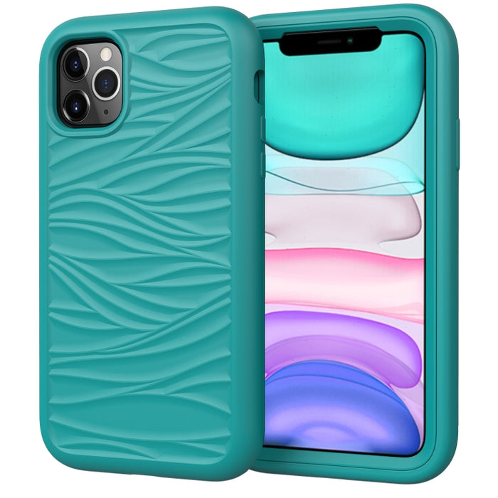 Para iPhone 11 Pro Wave Pattern 3 en 1 Funda protectora de silicona + PC a prueba de golpes, For iPhone 11 Pro