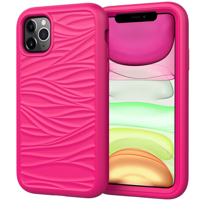 Para iPhone 11 Pro Wave Pattern 3 en 1 Funda protectora de silicona + PC a prueba de golpes, For iPhone 11 Pro