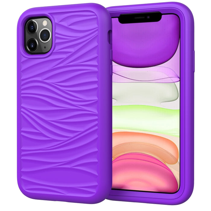 Para iPhone 11 Pro Wave Pattern 3 en 1 Funda protectora de silicona + PC a prueba de golpes, For iPhone 11 Pro