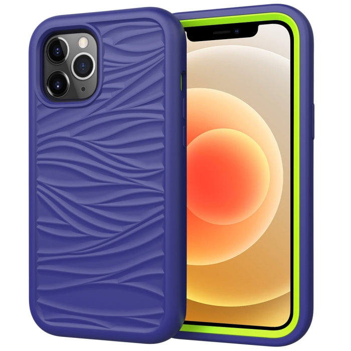 Para iPhone 12 Wave Pattern 3 en 1 Funda protectora de silicona + PC a prueba de golpes, For iPhone 12 mini