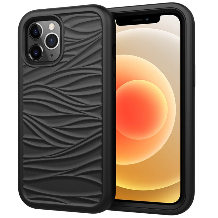 Para iPhone 12 Wave Pattern 3 en 1 Funda protectora de silicona + PC a prueba de golpes, For iPhone 12 mini