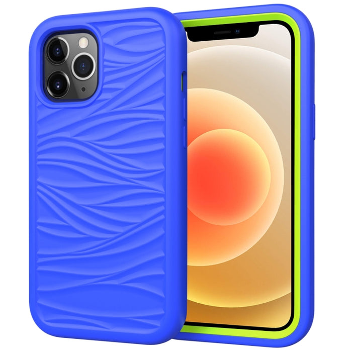 Para iPhone 12 Wave Pattern 3 en 1 Funda protectora de silicona + PC a prueba de golpes, For iPhone 12 mini