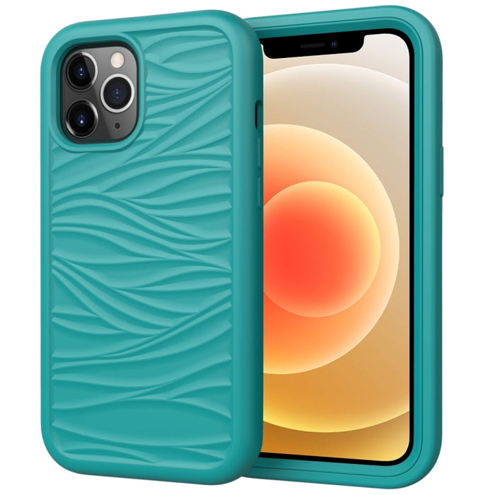 Para iPhone 12 Wave Pattern 3 en 1 Funda protectora de silicona + PC a prueba de golpes, For iPhone 12 mini