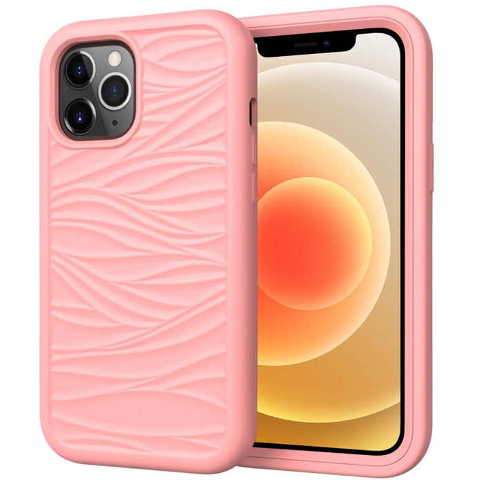 Para iPhone 12 Wave Pattern 3 en 1 Funda protectora de silicona + PC a prueba de golpes, For iPhone 12 mini