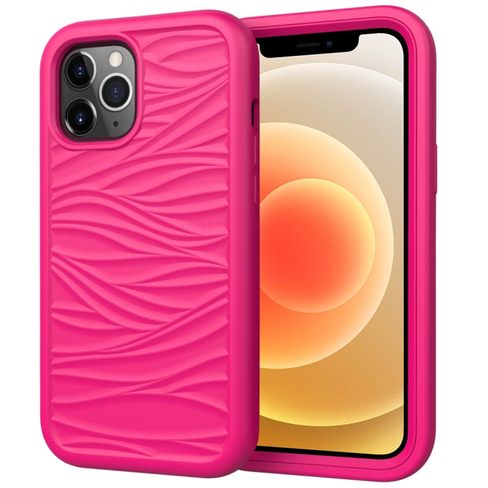 Para iPhone 12 Wave Pattern 3 en 1 Funda protectora de silicona + PC a prueba de golpes, For iPhone 12 mini