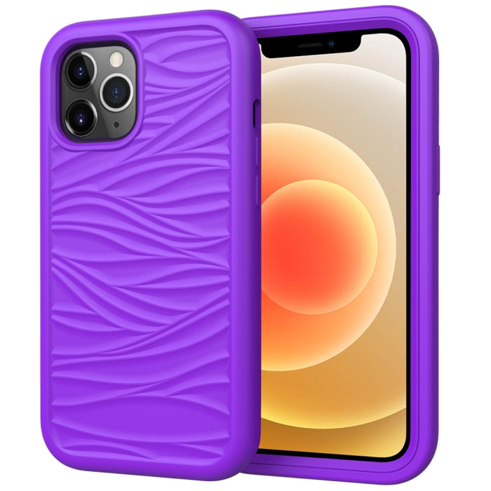 Para iPhone 12 Wave Pattern 3 en 1 Funda protectora de silicona + PC a prueba de golpes, For iPhone 12 mini