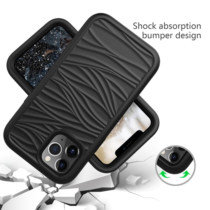 Para iPhone 12 Pro / 12 Max Wave Pattern 3 en 1 Funda protectora de silicona + PC a prueba de golpes, For iPhone 12 / 12 Pro