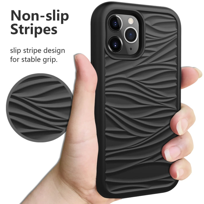 Para iPhone 12 Pro / 12 Max Wave Pattern 3 en 1 Funda protectora de silicona + PC a prueba de golpes, For iPhone 12 / 12 Pro