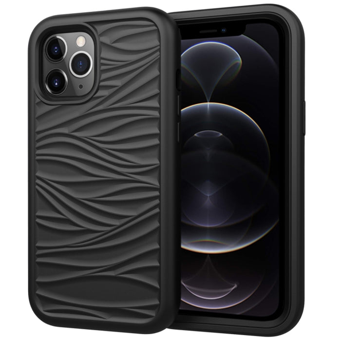Para iPhone 12 Pro / 12 Max Wave Pattern 3 en 1 Funda protectora de silicona + PC a prueba de golpes, For iPhone 12 / 12 Pro