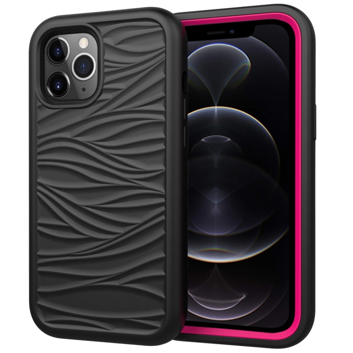 Para iPhone 12 Pro / 12 Max Wave Pattern 3 en 1 Funda protectora de silicona + PC a prueba de golpes, For iPhone 12 / 12 Pro