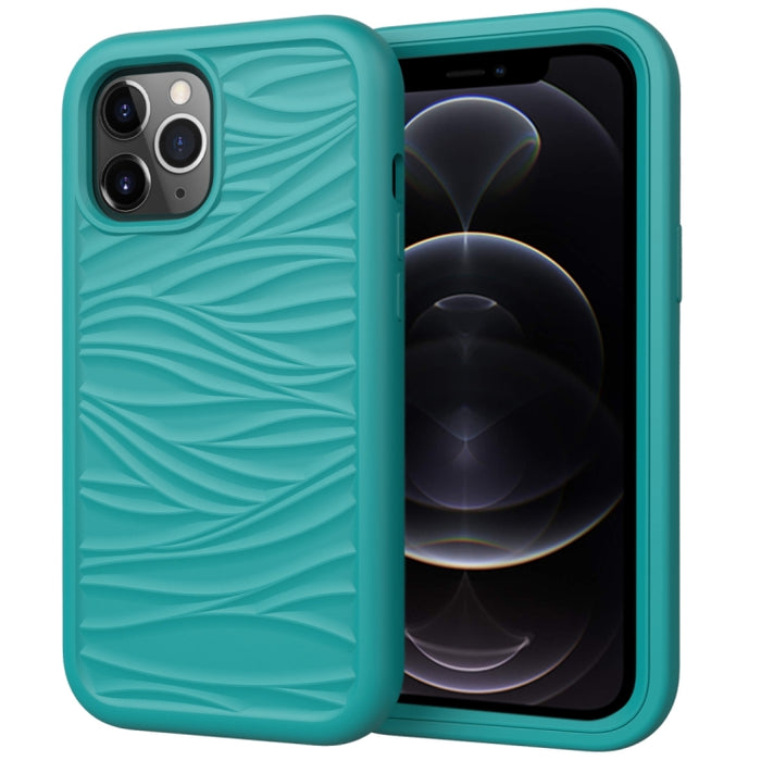 Para iPhone 12 Pro / 12 Max Wave Pattern 3 en 1 Funda protectora de silicona + PC a prueba de golpes, For iPhone 12 / 12 Pro