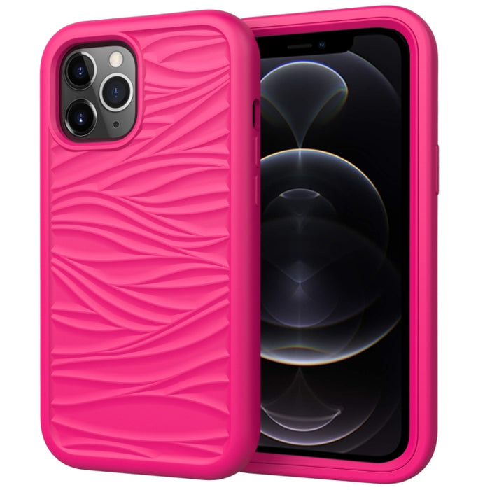 Para iPhone 12 Pro / 12 Max Wave Pattern 3 en 1 Funda protectora de silicona + PC a prueba de golpes, For iPhone 12 / 12 Pro
