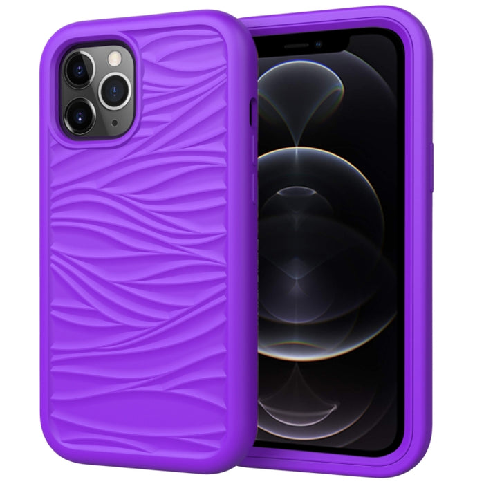 Para iPhone 12 Pro / 12 Max Wave Pattern 3 en 1 Funda protectora de silicona + PC a prueba de golpes, For iPhone 12 / 12 Pro