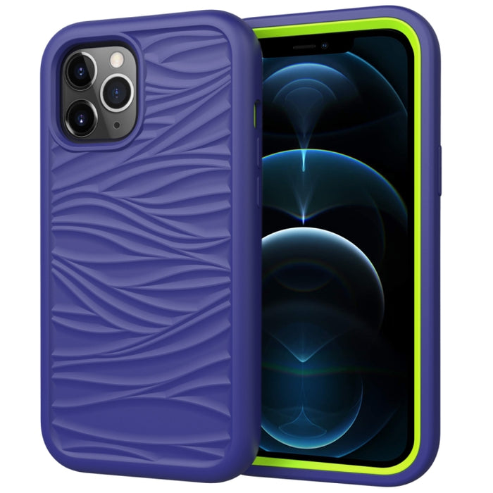 Para iPhone 12 Pro Max Wave Pattern 3 en 1 Funda protectora de silicona + PC a prueba de golpes, For iPhone 12 Pro Max