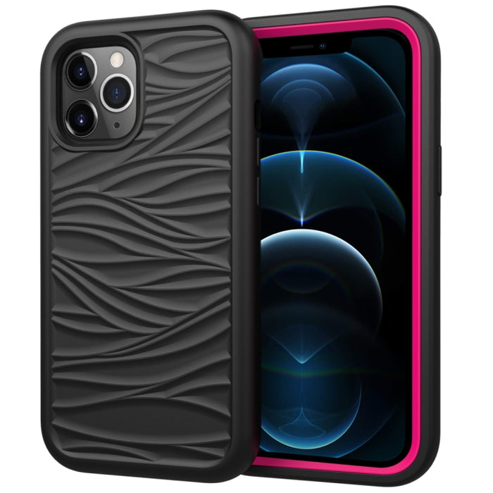Para iPhone 12 Pro Max Wave Pattern 3 en 1 Funda protectora de silicona + PC a prueba de golpes, For iPhone 12 Pro Max
