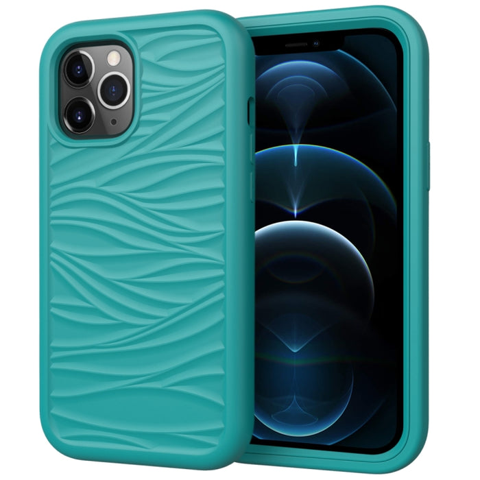 Para iPhone 12 Pro Max Wave Pattern 3 en 1 Funda protectora de silicona + PC a prueba de golpes, For iPhone 12 Pro Max