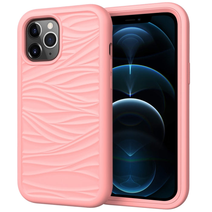 Para iPhone 12 Pro Max Wave Pattern 3 en 1 Funda protectora de silicona + PC a prueba de golpes, For iPhone 12 Pro Max